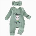 thumbnail image 1 of Nwiuh Baby Girl Winter Clothes Newborn Preemie Going Coming Home Outfit Ruffle Mitten Sweater Romper Cute Knit Jumpsuit (Green, 0-3 Months), 1 of 6