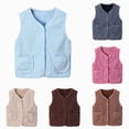 thumbnail image 1 of Nwiuh Baby Girls Boys Sherpa Fleece Vest Toddler Lightweight Fall Winter Warm Sleeveless Outerwear Jacket with Pockets (Khaki, 18-24 Months), 1 of 4
