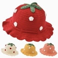 thumbnail image 1 of Nwiuh Baby Girls Knitted Strawberry Hat Strawberry Crochet Breathable Warm Hat (Yellow, 1-4 Years), 1 of 5