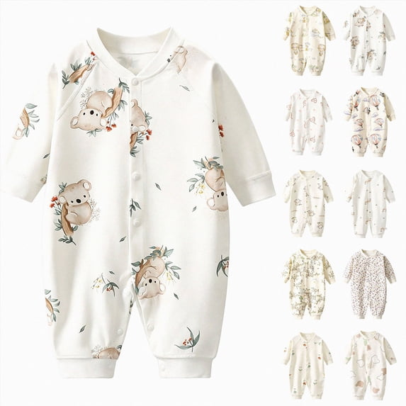 Nwiuh Baby Newborn Romper Clothes, Long Sleeve Romper Newborn Infant Baby Bodysuit Jumpsuit for Boys Girls (Sky Blue, 6-12 Months)