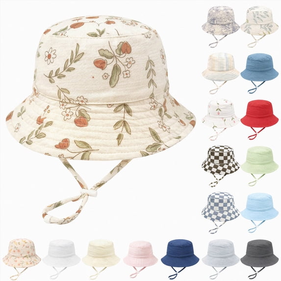 Nwiuh Baby Sun Hat Infant Toddler Summer Cotton Yarn Beach Bucket Hat for Boy Girl (Light Green, 12-36 Months)