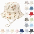 thumbnail image 1 of Nwiuh Baby Sun Hat Infant Toddler Summer Cotton Yarn Beach Bucket Hat for Boy Girl (Navy, 6-12 Months), 1 of 3