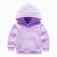 thumbnail image 1 of Nwiuh Baby Toddler Kid Boy Girl Solid Casual Pocket Hoodie Sweatershirt Pullover (Purple, 12-18 Months), 1 of 4
