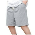thumbnail image 1 of Nwiuh Boys Baggy Shorts Casual Drawstring Knee Length Baggy Sweat Shorts Loose-Fit Y2K Raw Hem Workout Shorts (Grey, 8-9 Years), 1 of 9