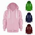thumbnail image 1 of Nwiuh Boys Girls Hoodies Hooded Sweatshirts Solid Fleece Hoodie Classic Full Zipper Top Plush Cotton (Pink, 5-6 Years), 1 of 5