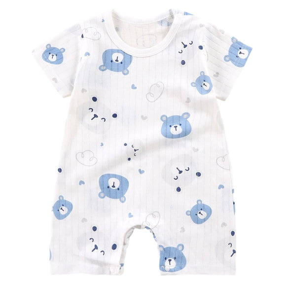 Nwiuh Boys Girls Romper One-Piece Beach Outfit Summer Clothes Blue for Size 12-18 Months