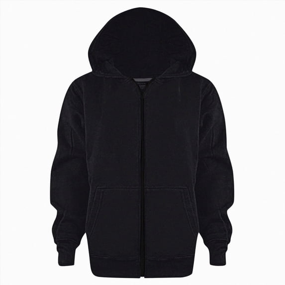 Nwiuh Boys Hoodie Kids Hoodie Youth Solid Classic Hoodies Soft Hooded Full Zip Sweatshirts for Children (Black, 6-7 Years)