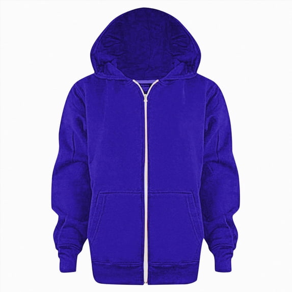 Nwiuh Boys Hoodie Kids Hoodie Youth Solid Classic Hoodies Soft Hooded Full Zip Sweatshirts for Children (Blue, 4-5 Years)