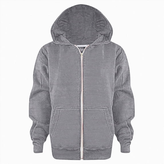Nwiuh Boys Hoodie Kids Hoodie Youth Solid Classic Hoodies Soft Hooded Full Zip Sweatshirts for Children (Grey, 6-7 Years)