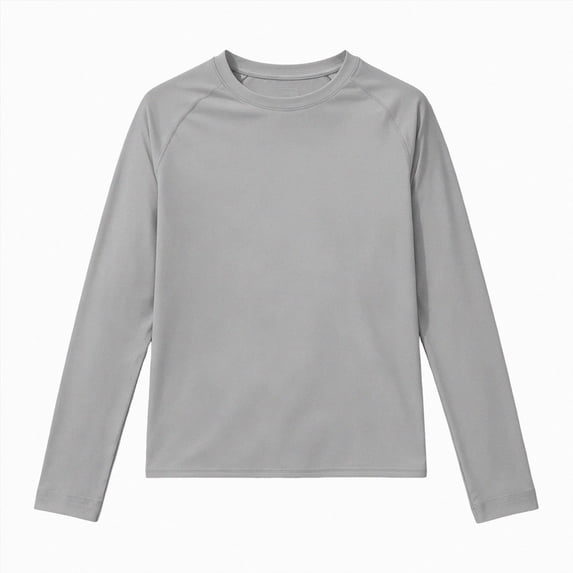 Nwiuh Boys Long Sleeve Athletic T-Shirts Kids Quick Dry Youth Performance Active Basic Tees(Light Gray,5-6 Years)