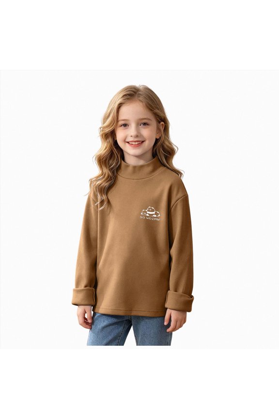 Boys Long Sleeve Mock Neck Pullover Shirts Kids French Turtleneck Tops(Brown,2-3 Years)