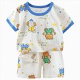 thumbnail image 1 of Nwiuh Boys Pajamas 100% Cotton Planet Pjs Toddler 2 Piece Short Sleeve Sleepwear Summer Kids Clothes Set (Blue, 18-24 Months), 1 of 6