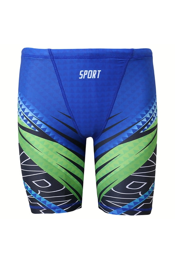 Boys Swim Jammers Youth Kids Competitive Swim Team Suit Athletic Swimming Shorts Swimsuit UPF 50 Plus (Blue, 13-14 Years)