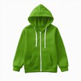 thumbnail image 1 of Nwiuh Boys Zip Up Hoodies 2026 Fall Winter Casual Long Sleeve Jackets Comfy Drawstring Sweatshirt with Kangaroo Pockets (Green, 10-11 Years), 1 of 5