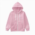 thumbnail image 1 of Nwiuh Boys Zip Up Hoodies 2026 Fall Winter Casual Long Sleeve Jackets Comfy Drawstring Sweatshirt with Kangaroo Pockets (Pink, 4-5 Years), 1 of 5