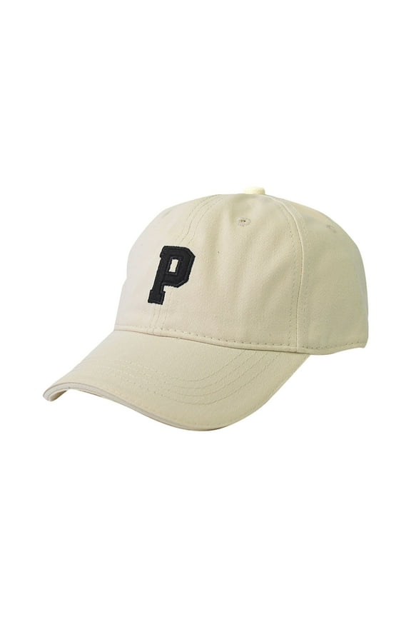 Classic 3D Varsity White Black Initial A to Z Letters Baseball Cap Dad Hat (Beige, A)