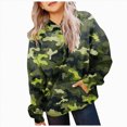 thumbnail image 1 of Nwiuh Girl's Camo Hoodie Long Sleeve Hooded Sweatshirt Y2k Vintage Streetwear Casual Pullover Tops(Green,2-3), 1 of 6
