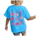 thumbnail image 1 of Nwiuh Girl's Cute Bow Graphic T Shirts Short Sleeve Crew Neck Loose Fit Summer Casual Tee Tops (Sky Blue, 13-14 Years), 1 of 6