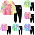 thumbnail image 1 of Nwiuh Girls 2 Piece Outfits Kids Clothes Sets Sweatsuit Tracksuit Jogger Print Long Sleeve Sweatshirts Sweatpants 2-9Y (Blue, 4-5 Years), 1 of 7