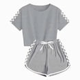 thumbnail image 1 of Nwiuh Girls 2 Piece Summer Outfits Cotton Short Sleeve T Shirt and Ribbed Ruffles Elastic Waist Shorts with Pockets (Grey, 11-12 Years), 1 of 6