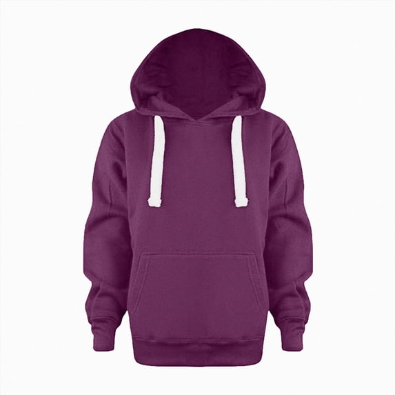 Nwiuh Girls Boys Hoodies Casual Long Sleeve Solid Sweatshirt Oversized Loose Pullover Tops with Pocket Fall Winter Clothes (Purple, 9-10 Years)
