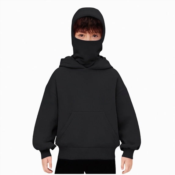 Nwiuh Girls Hoodie Trendy Cute Hooded Sweatshirt with Pocket Baggy Kids Pullover Winter 2026 Back to School Clothes Teens (Black, 12-13 Years)