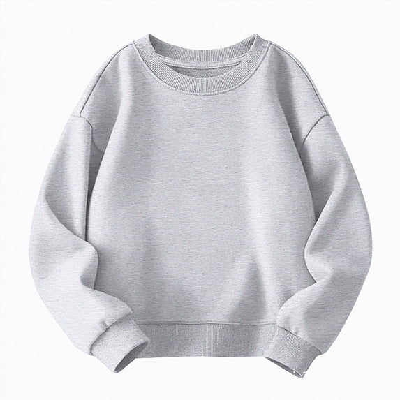 Nwiuh Girls Oversized Crewneck Sweatshirts Kids Fleece Pullover Tops | Fashion Clothes,Kids Long Sleeve Sweatshirts,Girl Sweaters,2026 New Fall Sweatshirts (Light Gray, 13-14 Years)