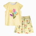 thumbnail image 1 of Nwiuh Girls Pajamas Set Toddler Girls Gifts PJs Summer Sleepwear for Little Kids Yellow for Size 2-3 Years, 1 of 5