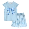 thumbnail image 1 of Nwiuh Girls Pajamas Set Toddler Kids Sleepwear Cute Top and Cozy Bottom Short Pajama Set (Light Blue, 4-5 Years), 1 of 5