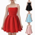 thumbnail image 1 of Nwiuh Girls Summer Spaghetti Straps Smocked Ruched A Line Swing Dress Flowy Double Layered Tween Girl Party Dresses (Sky Blue, 10-11 Years), 1 of 7
