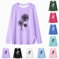 thumbnail image 1 of Nwiuh Girls Tshirt Graphic Tees Cute Crew Neck Summer long Sleeve Loose Fit Tops Flower Pattern Casual Shirts (Mint Green, 5-6 Years), 1 of 4