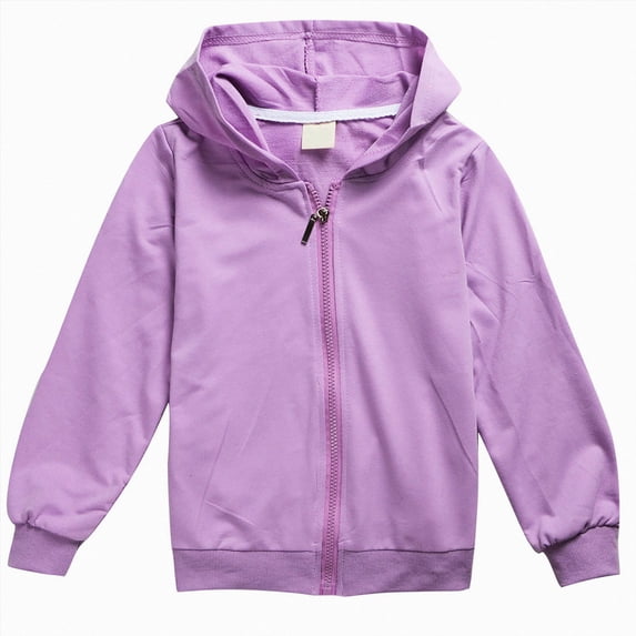 Nwiuh Girls Zip Up Hoodies Kids Casual Long Sleeve Sweatshirt Fall Jacket with Pockets (Purple, 13-14 Years)