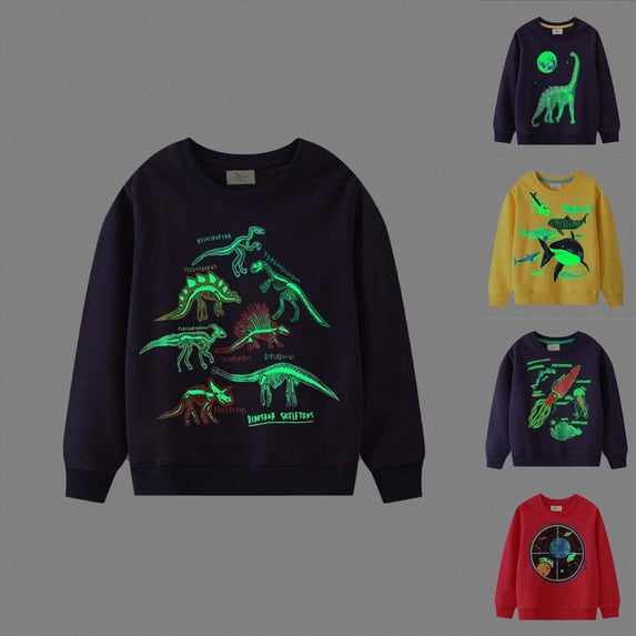 Nwiuh Glow-In-The-Dark Crewneck Sweatshirt, 100% Organic Clothes for Girls & Boys, Sizes for Kids, Toddler & Baby (Green, 4-5 Years)