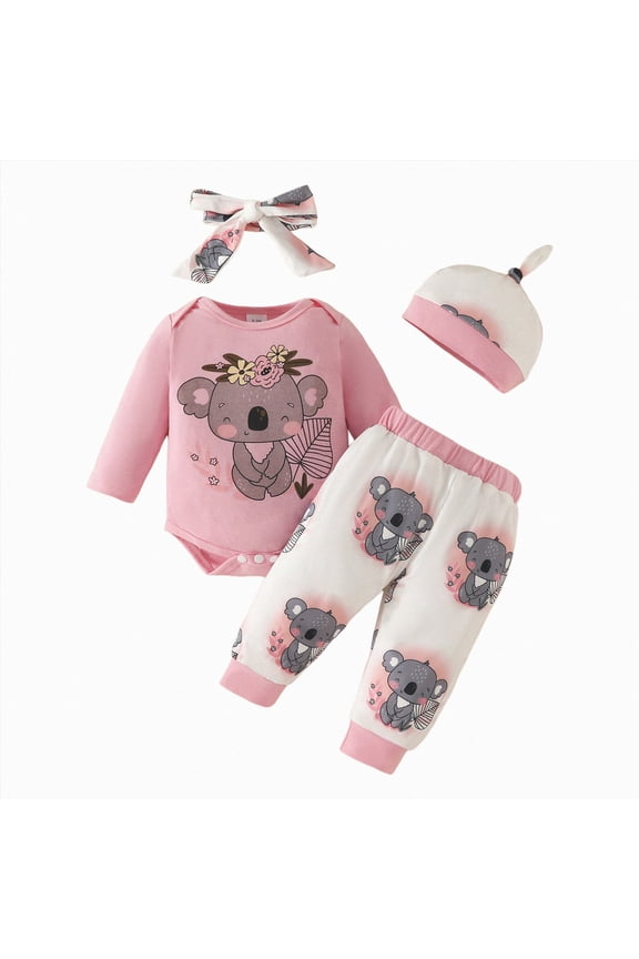 Hello World Newborn Outfit Baby Girl Going Home Outfit Ruffle Ribbed Romper Top Floral Pants Set Cute Summer Clothes (Pink, 9-12 Months)
