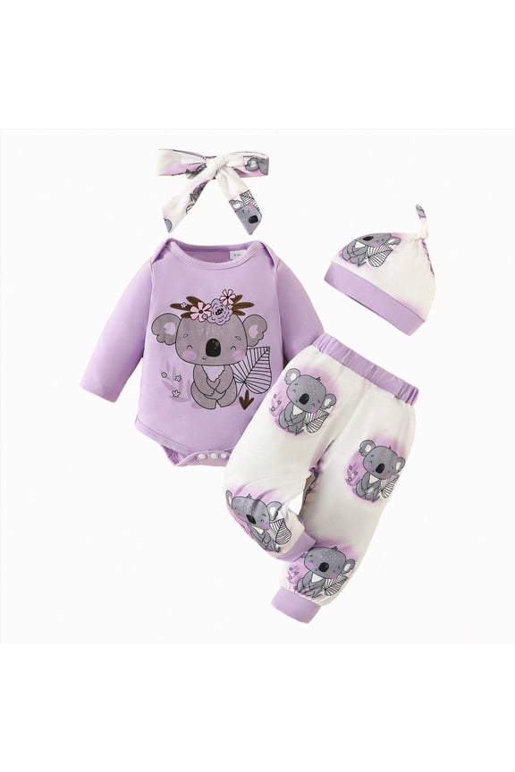 Hello World Newborn Outfit Baby Girl Going Home Outfit Ruffle Ribbed Romper Top Floral Pants Set Cute Summer Clothes (Purple, 3-6 Months)