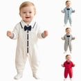 thumbnail image 1 of Nwiuh Infant Baby Boy Girl Cotton Romper Long Sleeve Snap Closure Jumpsuit Bodysuit 0-12 Months All Seasons (White, 5-8 Months), 1 of 8