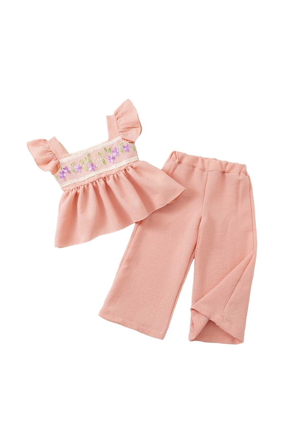 Infant Baby Toddler Girls Clothes Solid Color Sleeveless Camisole Pants Set Baby Summer Outfits (Pink, 2-3 Years)