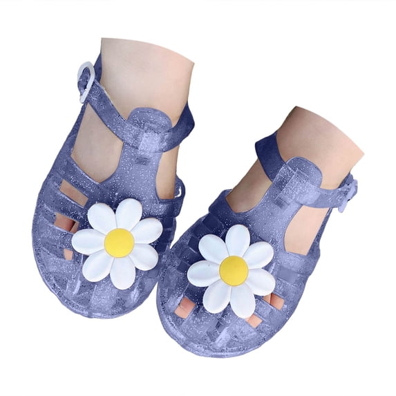 Nwiuh Jelly Sandals for Girls,Closed Toe Princess Summer Dress Shoes Fisherman Gladiator Water Beach Flat Sandals for Toddler/Little Kid/Big Kid(Purple, 9)