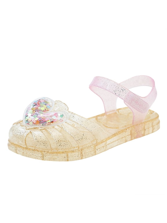 Jelly Sandals for Girls Fisherman Gladiator Water Beach Glitter Slingback Flat Sandals Closed Toe Princess Summer Dress Shoes for Toddler/Little Kid/Big Kid