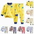 thumbnail image 1 of Nwiuh Kids Boy Girl Pajamas Set Toddler Fall Winter Sleepwear Cotton Cartoon Long Sleeve Pullover Top+Pants (Sky Blue, 1-2 Years), 1 of 5