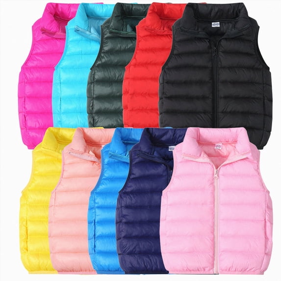 Nwiuh Kids Boys Girls Lightweight Puffer Vest Sleeveless Jacket | Stand Collar Coat Winter Warm Zip Up Outerwear (Navy, 6-7 Years)