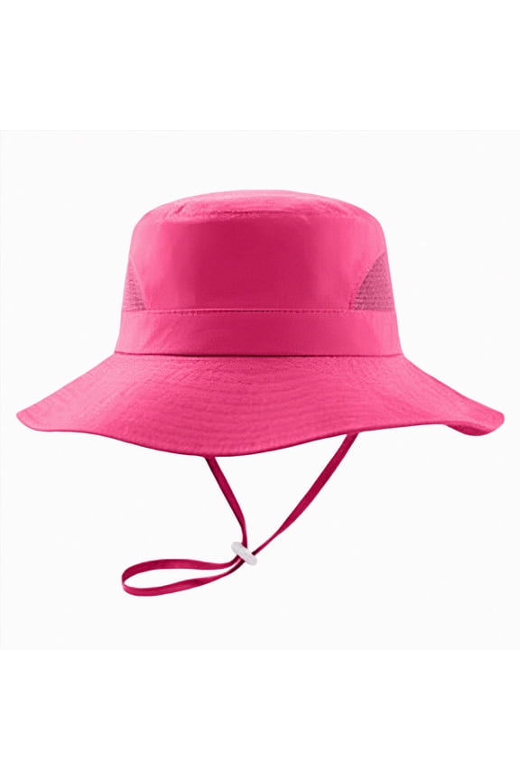Kids Cotton Bucket Hat Sun Beach Hat for Boys Girls Hot Pink for Size 3-6 Years
