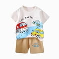thumbnail image 1 of Nwiuh Kids Toddler Boy Clothes Outfits Cute Print Tee + Shorts 2 Pieces Summer Shorts Set (Sky Blue, 12-18 Months), 1 of 1
