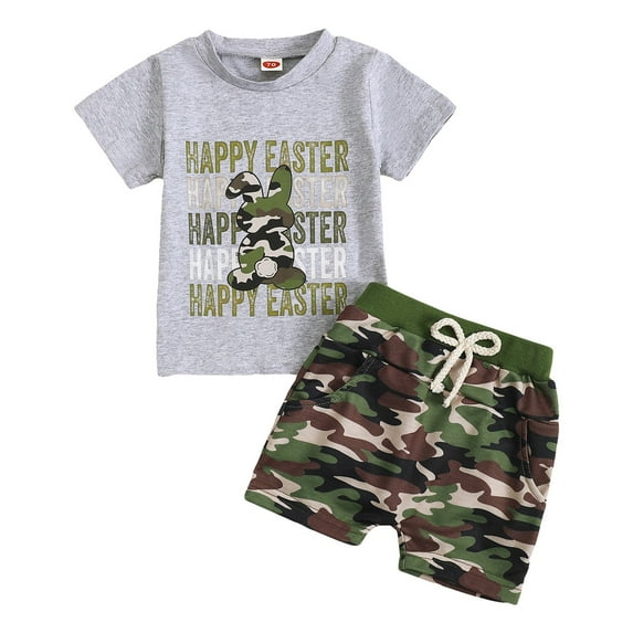 Nwiuh Kids Toddler Boy Easter Outfits I am Just Here for the Snacks Shirt Shorts Set Summer Baby Clothes (Grey, 18-24 Months)