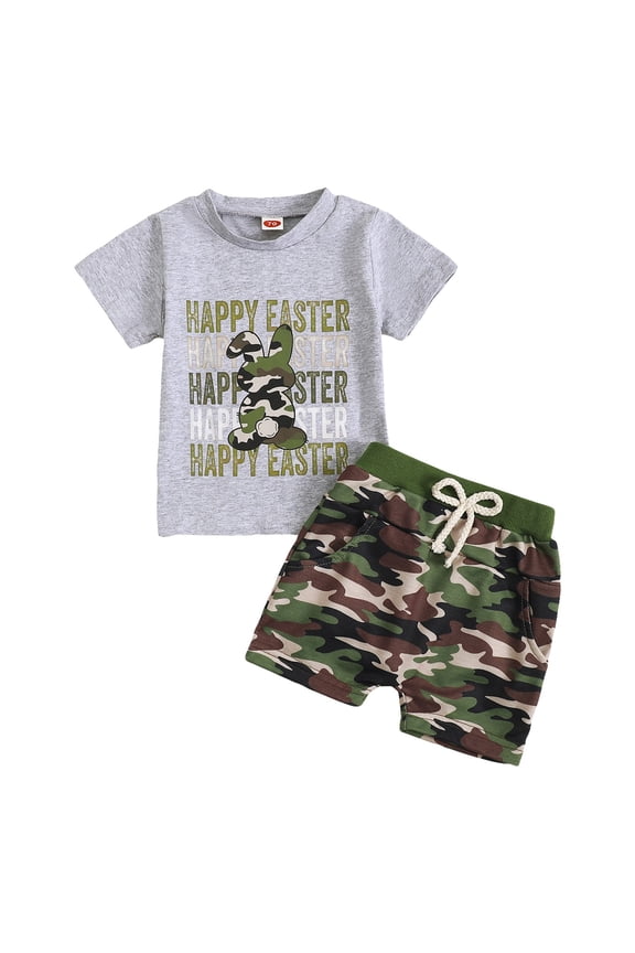 Kids Toddler Boy Easter Outfits I am Just Here for the Snacks Shirt Shorts Set Summer Baby Clothes (Grey, 18-24 Months)
