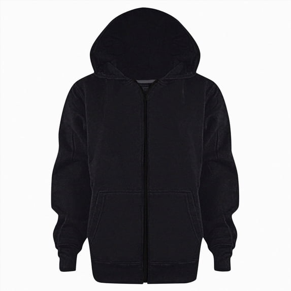 Nwiuh Kids Zip Up Hoodie School Uniform Boys Girls Zipper Sweatshirt Oversized Y2K Fall Hooded Jackets Preppy Clothes(Black,11-12 Years)