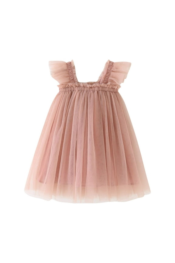 Layered Tulle Ruffle Sleeveless Dress for Toddler Girls Tutu Dress for Baby Girls Princess Dresses (Watermelon Red, 3-4 Years)