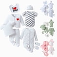 thumbnail image 1 of Nwiuh Layette Gift Set for Baby Girls Baby Nursery Must Haves Baby Boy Girl Clothes 8PCS Layette Set Tops+Hat+Pants+Bib+Gloves+Romper (Pink, 0-3 Months), 1 of 8