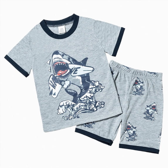 Nwiuh Little Boy Short Pajamas Sets for Toddler Sleepwear Summer 2 Piece kids Pjs (Dark Gray, 2-3 Years)
