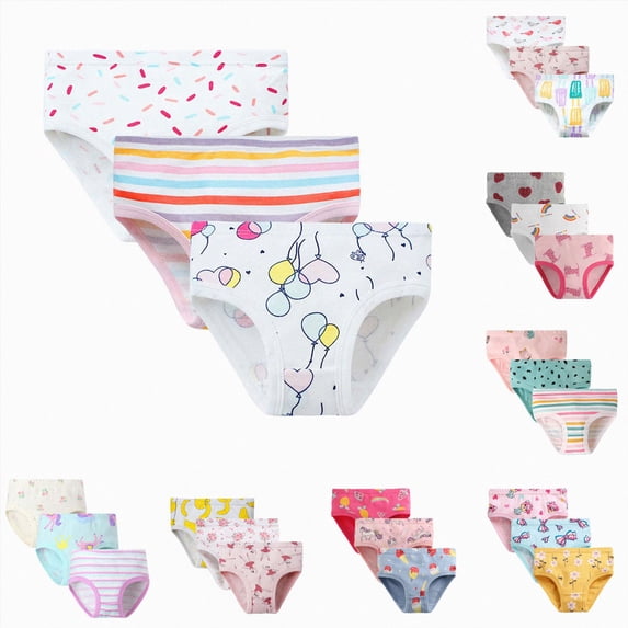 Nwiuh Little Girls Underwear, Toddler Girls Cotton Undies Kids Panties (3-pack) (Hot Pink, 6-7 Years)
